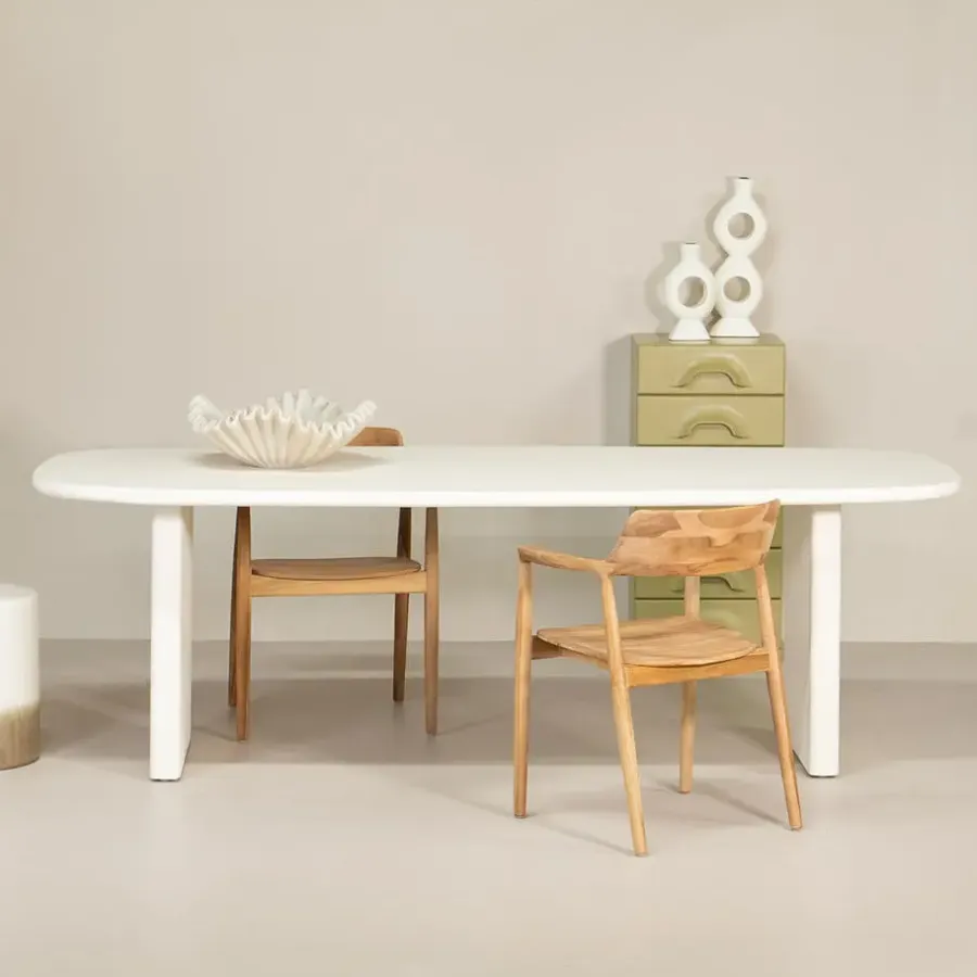 Giga Meubel Eettafel Deens Ovaal 200cm - Beige Beton - Gin