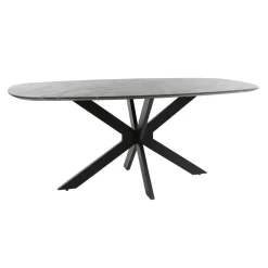 Ovale Eettafels-Giga Living Eettafel Deens Ovaal 180cm - Zwart Marmerlook - 4-6 Personen