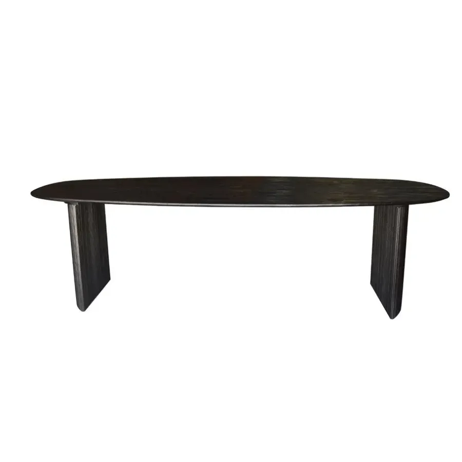 Giga Meubel Eettafel Deens Ovaal 220cm - Zwart Mangohout - Feline