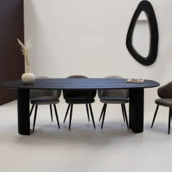 Giga Meubel Eettafel Deens Ovaal 220cm - Zwart Mangohout - Feline