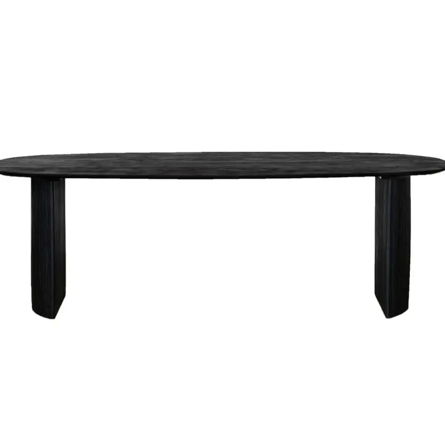 Giga Meubel Eettafel Deens Ovaal 220cm - Zwart Mangohout - Feline