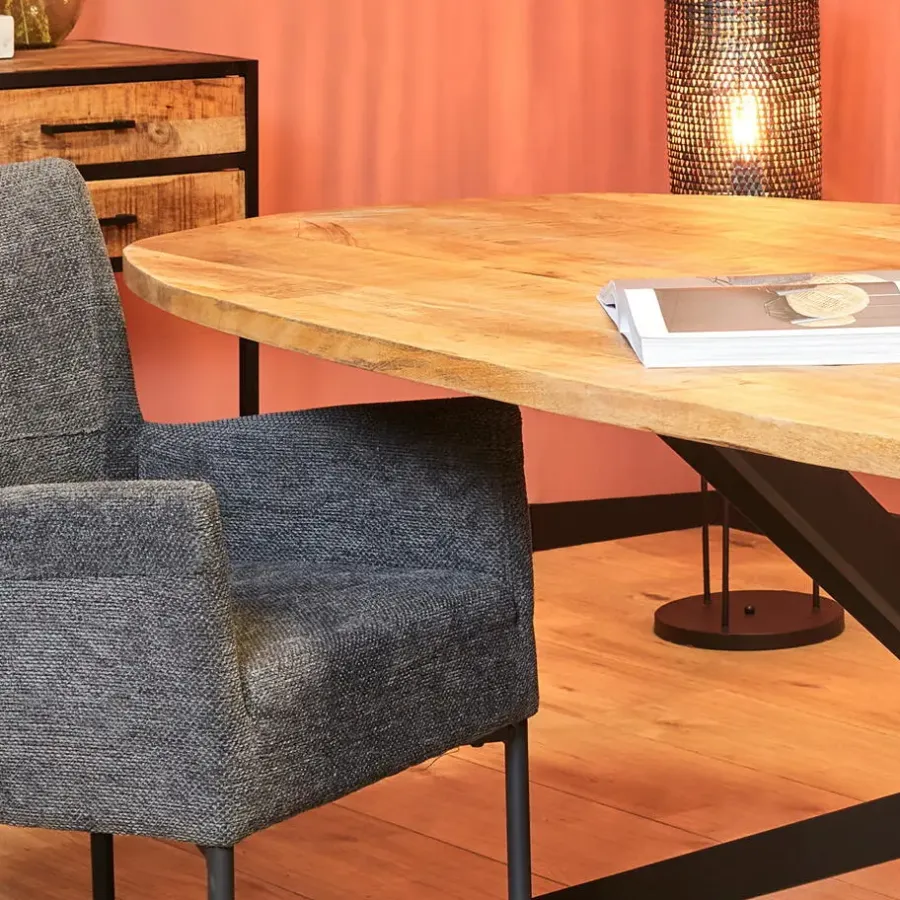 Industriële Eettafels-StarFurn Eettafel Deens Ovaal Naturel - 200x100x76cm - Elegance