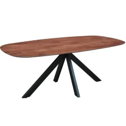 Dimehouse Eettafel deens ovaal Paris walnoot finish 200x100 cm - Hout - Bruin