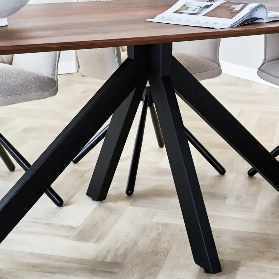 Dimehouse Eettafel deens ovaal Paris walnoot finish 200x100 cm - Hout - Bruin