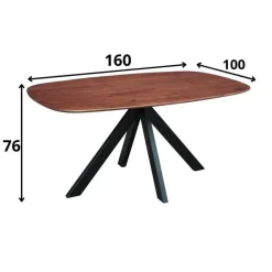Dimehouse Eettafel deens ovaal Paris walnoot finish 200x100 cm - Hout - Bruin