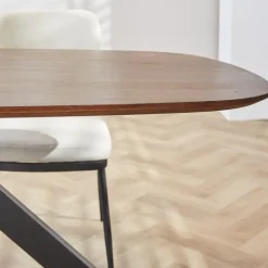 Industriële Eettafels|Houten Eettafels-Dimehouse Eettafel deens ovaal Paris walnoot finish 160x100 cm - Hout - Bruin
