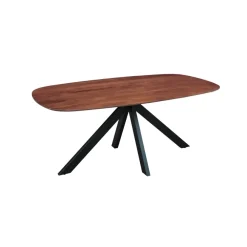 Industriële Eettafels|Houten Eettafels-Dimehouse Eettafel deens ovaal Paris walnoot finish 180x100 cm - Hout - Bruin