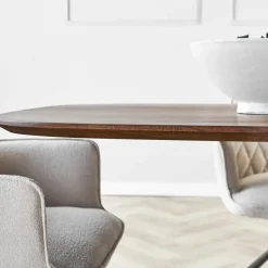Dimehouse Eettafel deens ovaal Paris walnoot finish 220x100 cm - Hout - Bruin