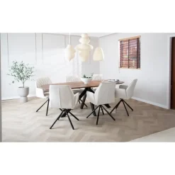 Dimehouse Eettafel deens ovaal Paris walnoot finish 220x100 cm - Hout - Bruin