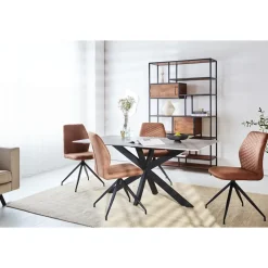 Dimehouse Eettafel Edin 170x90 cm marmerlook grijs - Stoneware - Grijs