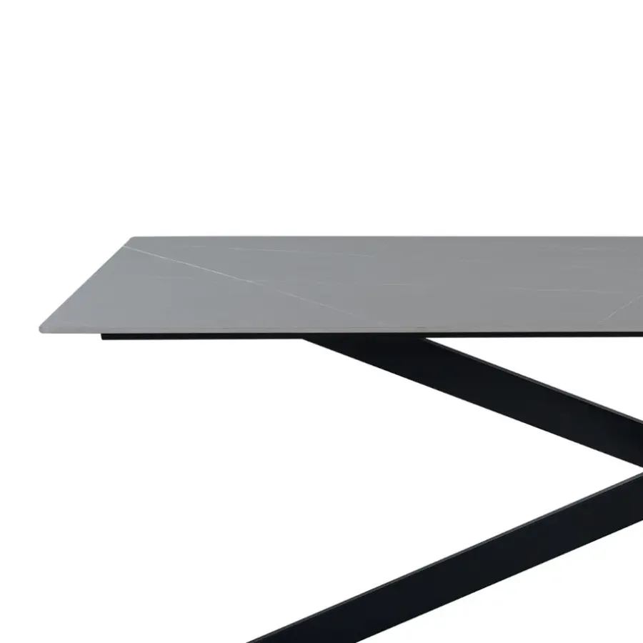 Dimehouse Eettafel Edin 170x90 cm marmerlook grijs - Stoneware - Grijs