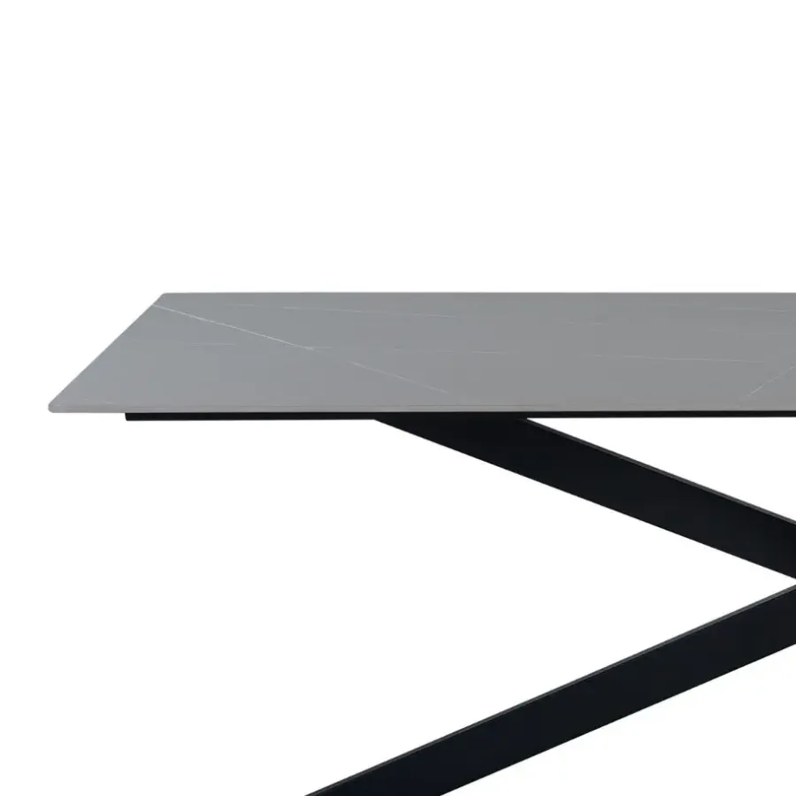 Dimehouse Eettafel Edin 170x90 cm marmerlook grijs - Stoneware - Grijs