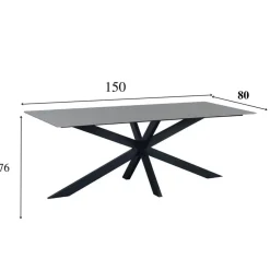 Dimehouse Eettafel Edin 170x90 cm marmerlook grijs - Stoneware - Grijs