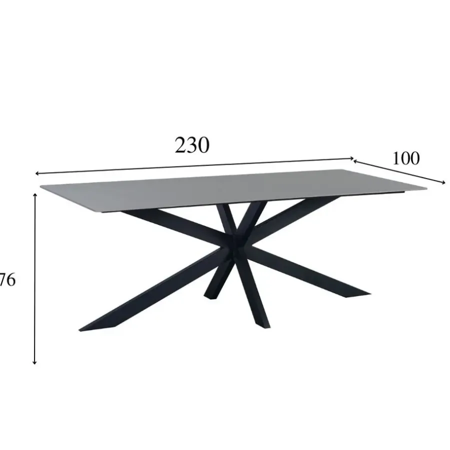 Dimehouse Eettafel Edin 230x100 cm marmerlook grijs - Stoneware - Grijs
