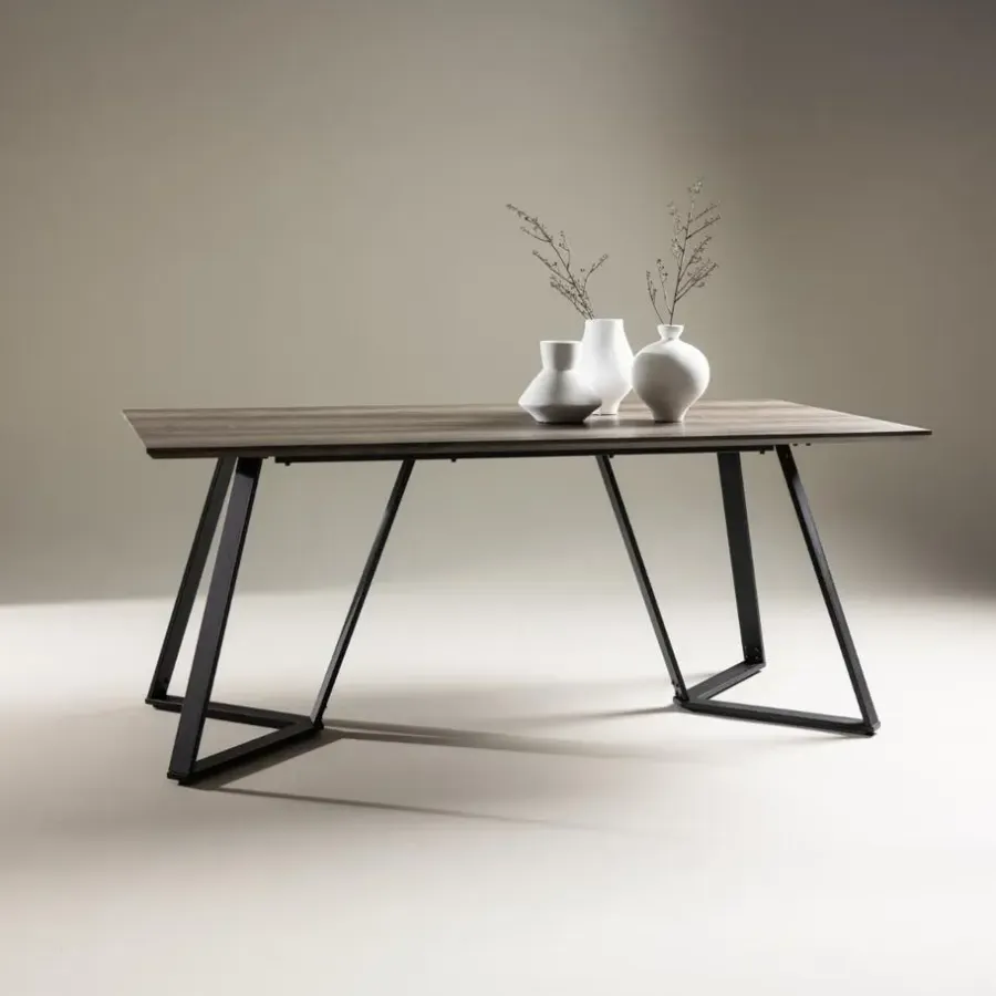 Rechthoekige Eettafels|Industriële Eettafels-Fjôrd Eettafel Eiken Hout Zwart - 180x90x75cm - Marina