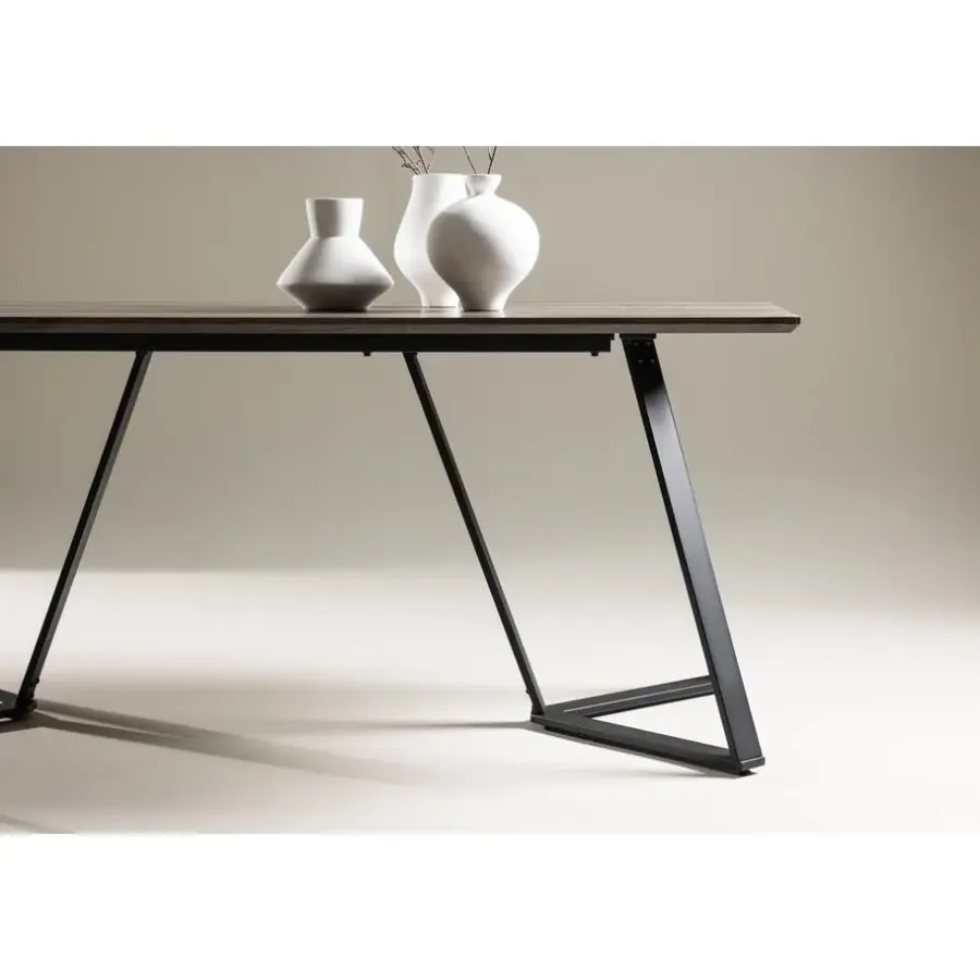 Rechthoekige Eettafels|Industriële Eettafels-Fjôrd Eettafel Eiken Hout Zwart - 180x90x75cm - Marina