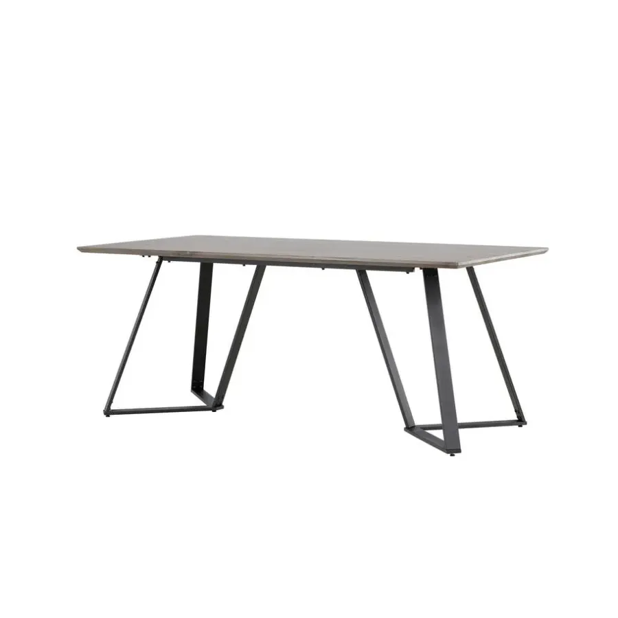 Rechthoekige Eettafels|Industriële Eettafels-Fjôrd Eettafel Eiken Hout Zwart - 180x90x75cm - Marina