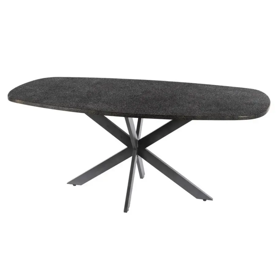 Ovale Eettafels-Giga Living Eettafel Grijs Staal - 215x105x77cm - Metallic