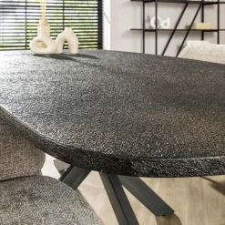 Ovale Eettafels-Giga Living Eettafel Grijs Staal - 215x105x77cm - Metallic