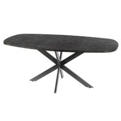 Ovale Eettafels-Giga Living Eettafel Grijs Staal - 180x90x77cm - Metallic