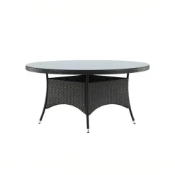 Tuintafels-Fjôrd Eettafel Grijs Wicker/Glas - Ø90x74cm - Volta