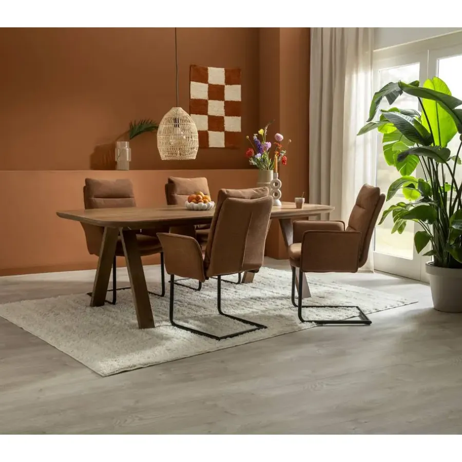 Rechthoekige Eettafels-Leen Bakker Eettafel Mandy - mangohout - 75x200x94cm