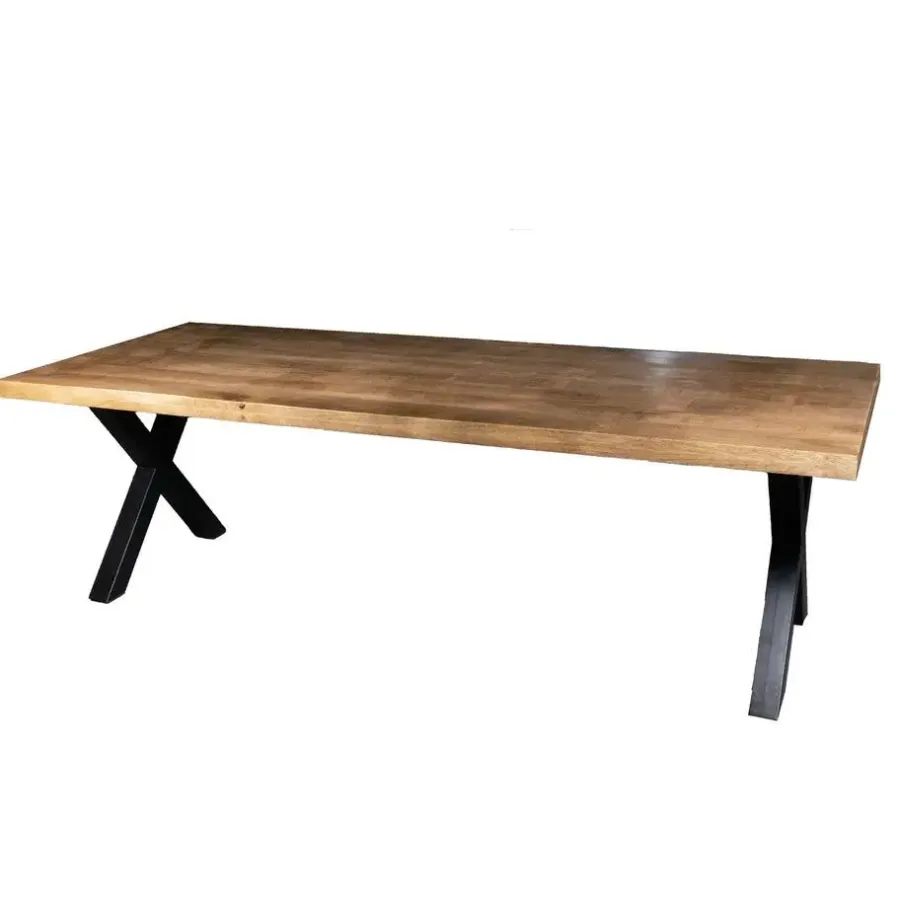 Giga Meubel Eettafel Mangohout - 300x100x76cm - Metaal - Duncan