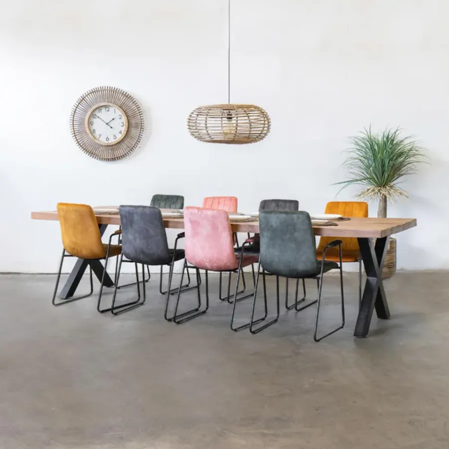 Giga Meubel Eettafel Mangohout - 300x100x76cm - Metaal - Duncan