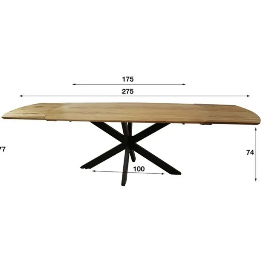 Giga Living Eettafel Naturel Acaciahout - 275x90x77cm - Extend