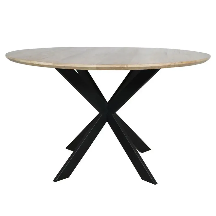 Houten Eettafels|Ronde Eettafels-StarFurn Eettafel Naturel Hout - 130x130x76cm - Ferris