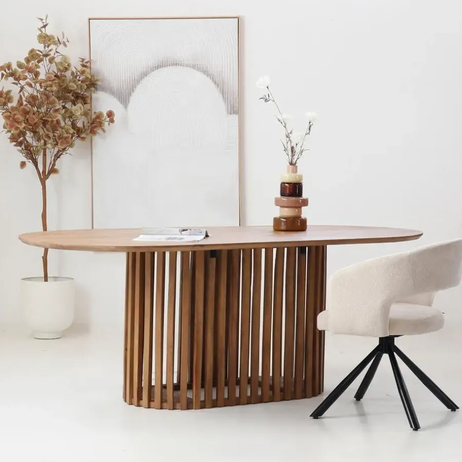 Giga Meubel Eettafel Naturel Mangohout - 250x110x76cm - 6-8 Personen - Ferran