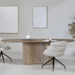 Ovale Eettafels-Giga Meubel Eettafel Naturel Mangohout - 240x100x77cm - Ava