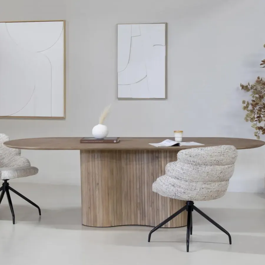 Ovale Eettafels-Giga Meubel Eettafel Naturel Mangohout - 240x100x77cm - Ava