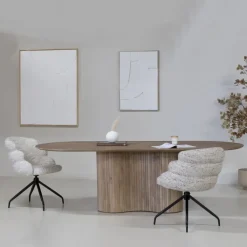Ovale Eettafels-Giga Meubel Eettafel Naturel Mangohout - 240x100x77cm - Ava