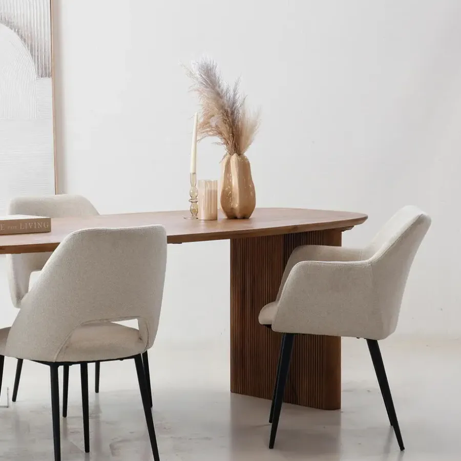 Houten Eettafels|Ovale Eettafels-Giga Meubel Eettafel Naturel Mangohout - 250x100x76cm - 6-8 Personen - Aya