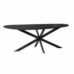 StarFurn Eettafel Organisch Zwart Hout - 180x84x76cm - Cloud