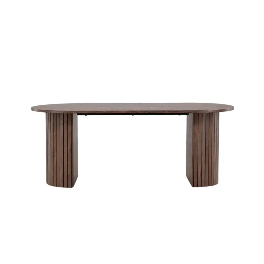 Fjôrd Eettafel Ovaal Bruin 200cm - Fineer - Scandinavisch - Tafel Härön