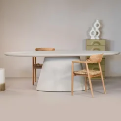 Giga Meubel Eettafel Ovaal 160cm - Beige Eco Composiet - Cleo