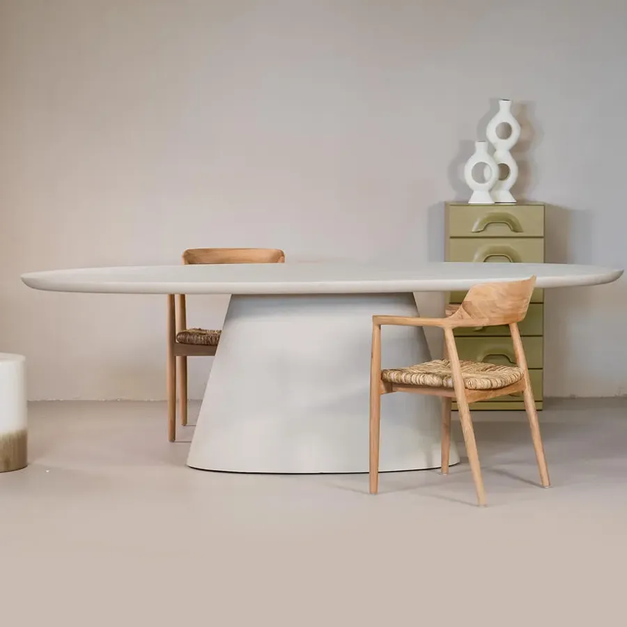 Giga Meubel Eettafel Ovaal 160cm - Beige Eco Composiet - Cleo