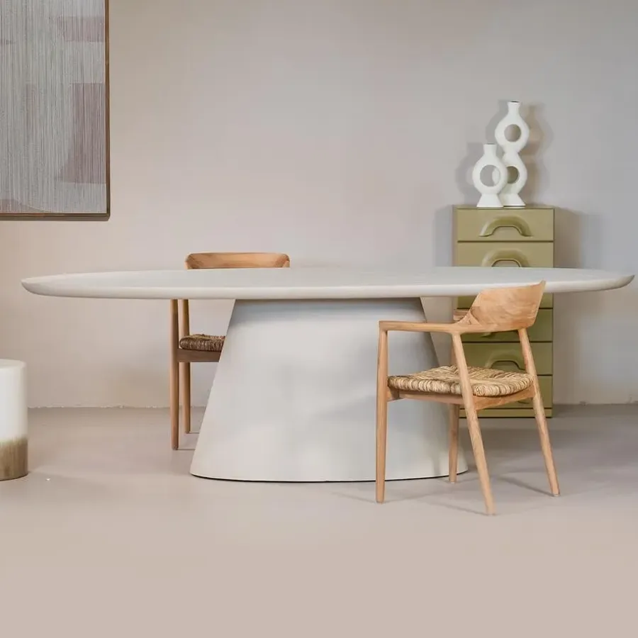 Giga Meubel Eettafel Ovaal 160cm - Beige Eco Composiet - Cleo