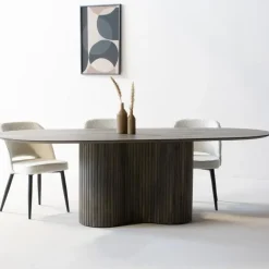 Giga Meubel Eettafel Ovaal 240cm - Bruin - Hout - Eettafel Ava