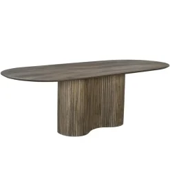 Giga Meubel Eettafel Ovaal 240cm - Bruin - Hout - Eettafel Ava