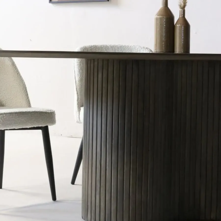 Giga Meubel Eettafel Ovaal 240cm - Bruin - Hout - Eettafel Ava