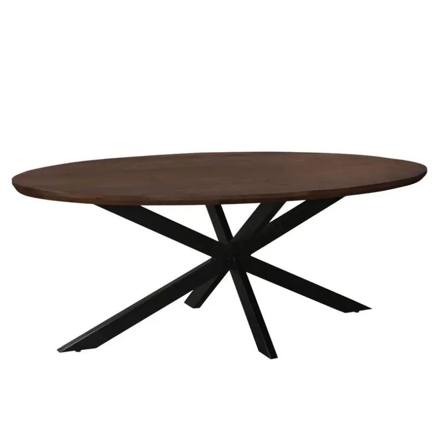 Ovale Eettafels-Livingfurn Eettafel Ovaal 240cm - Bruin Mangohout - Matrix-poot - Jesper
