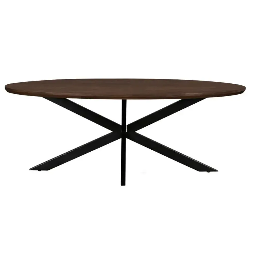 Ovale Eettafels-Livingfurn Eettafel Ovaal 240cm - Bruin Mangohout - Matrix-poot - Jesper