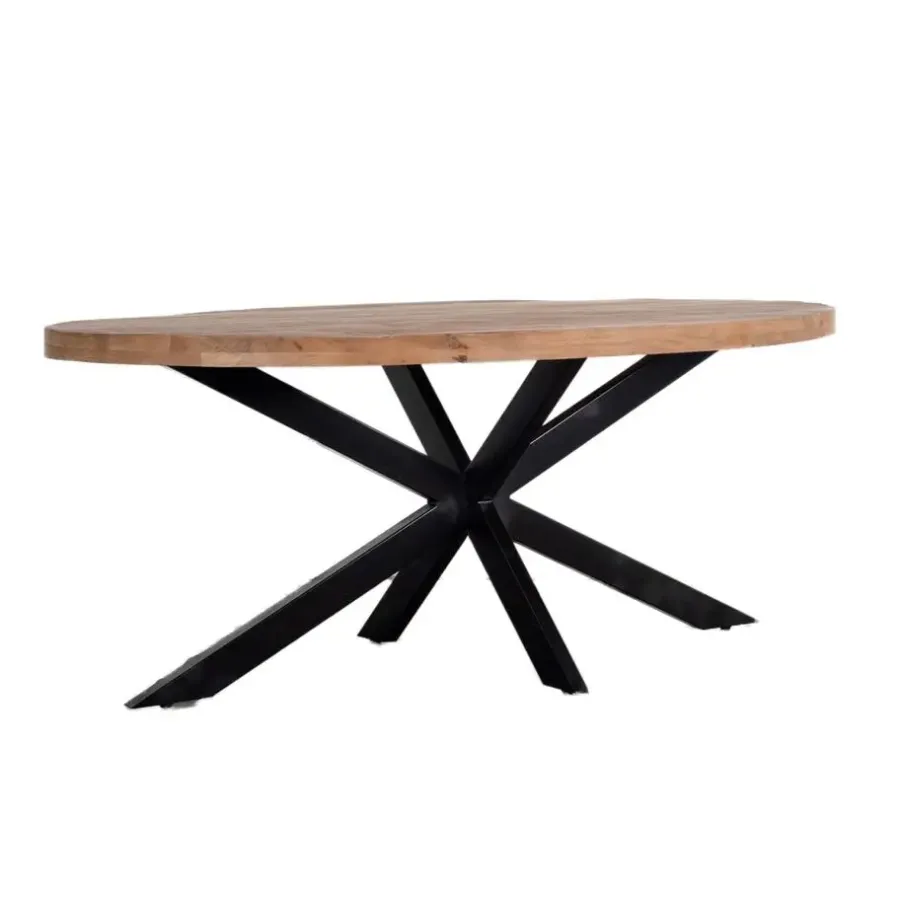 Houten Eettafels|Ovale Eettafels-Giga Meubel Eettafel Ovaal 240cm - Mangohout Naturel - Matrix-Poot - Mansour