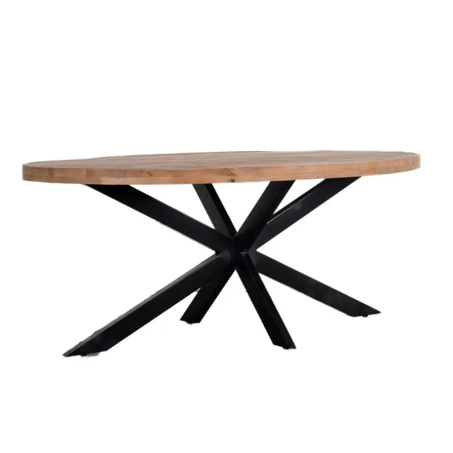 Houten Eettafels|Ovale Eettafels-Giga Meubel Eettafel Ovaal 240cm - Mangohout Naturel - Matrix-Poot - Mansour
