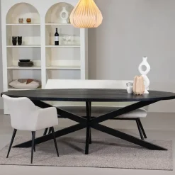 Ovale Eettafels-Giga Meubel Eettafel Ovaal 240cm - Mangohout Zwart - Matrix-Poot - Mansour