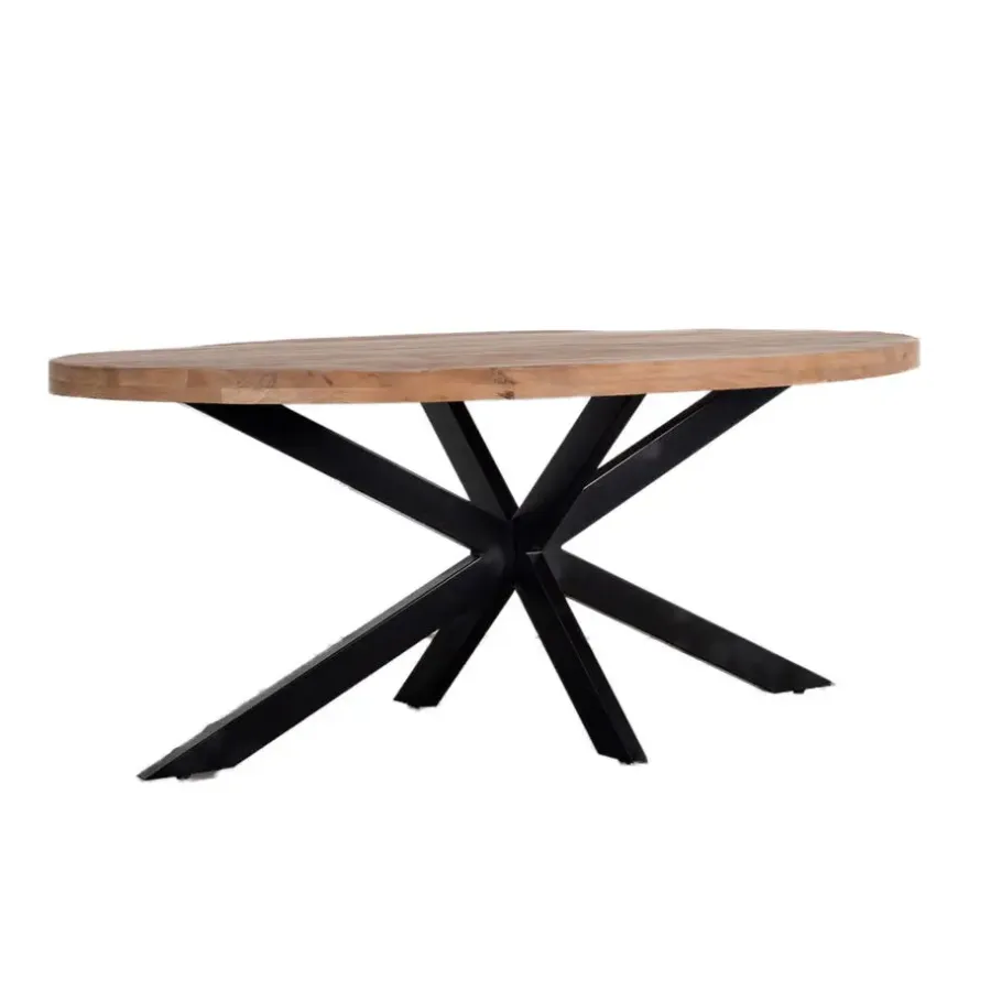 Giga Meubel Eettafel Ovaal 160cm - Mangohout Naturel - Matrix-Poot - Mansour