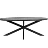 Houten Eettafels|Ovale Eettafels-Giga Meubel Eettafel Ovaal 220cm - Mangohout Zwart - Matrix-Poot - Mansour